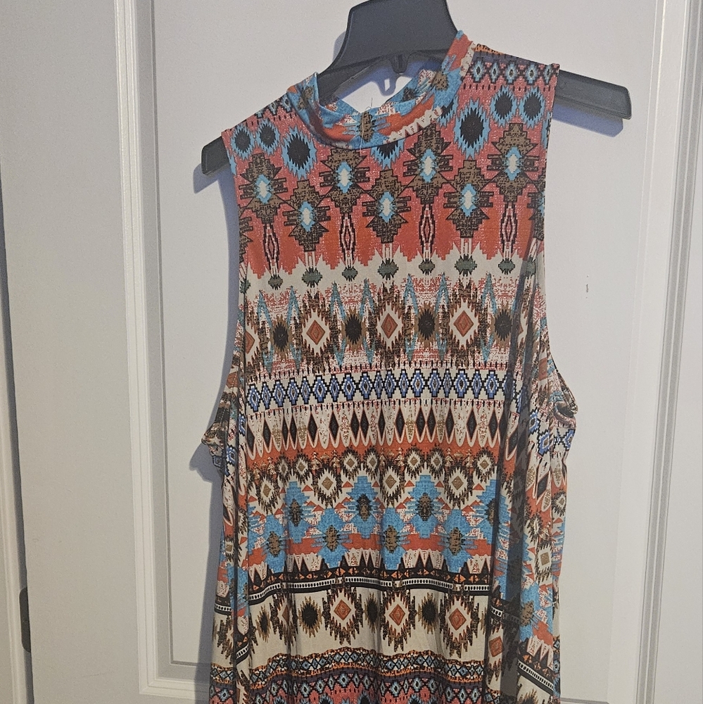 Women's plus size 2x long high low multi color dress